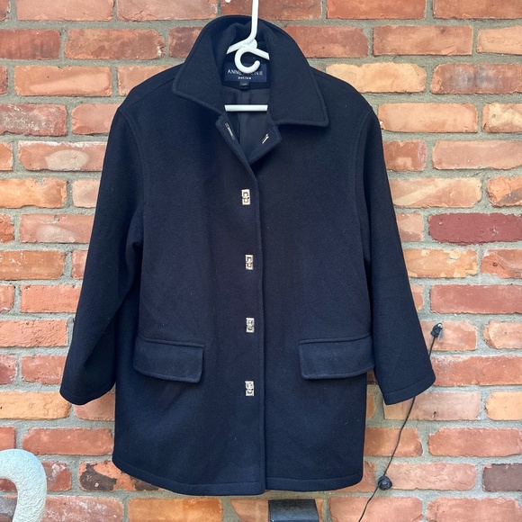 Anne Klein II Petites ~ Black Winter Wool Coat ~ 12 Petite - Picture 1 of 6